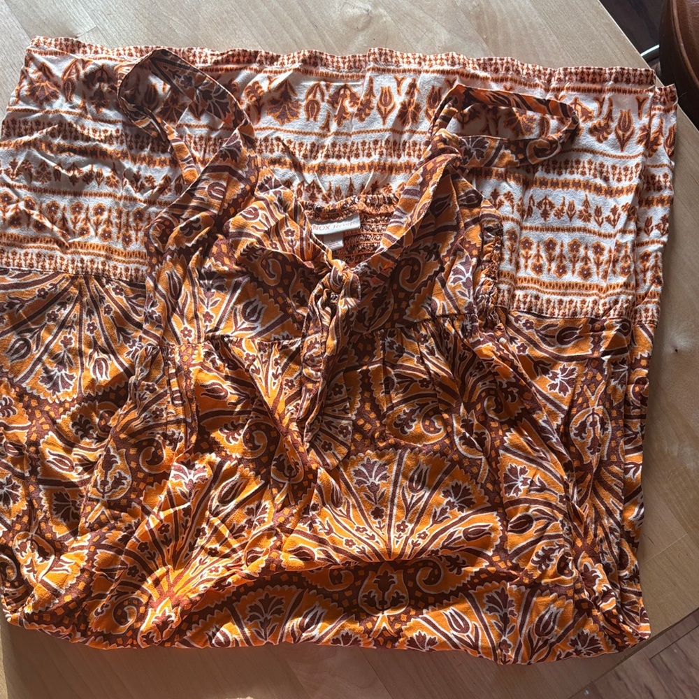 Knox Rose Women's Orange Paisley Tie-Front Swim Cover-Up